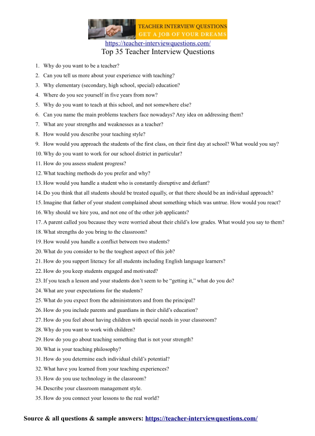 Top 40 Teacher Interview Questions Answers 2021 Edition Top 40 Teacher Interview Questions Answers 2021 Edition